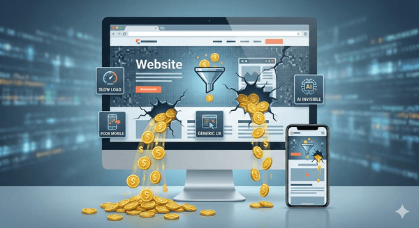 cover for this blog post: Your Website is Leaking Revenue: 5 Signs It’s Time for a Redesign